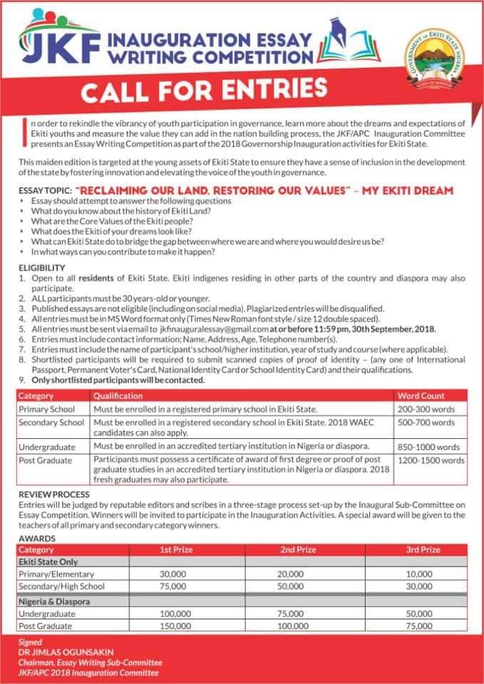 Jkf annual essay competition image