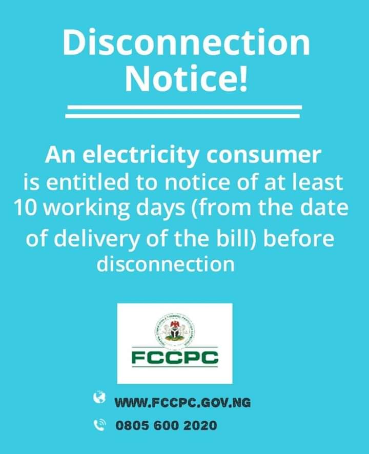 Disconnection Notice An electricity consumer is entitled to notice of