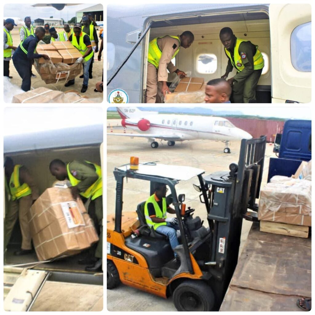 EkitiDecides2026: NAF Airlifts Sensitive Election Materials Ahead of Ekiti Governorship Poll, By-Elections